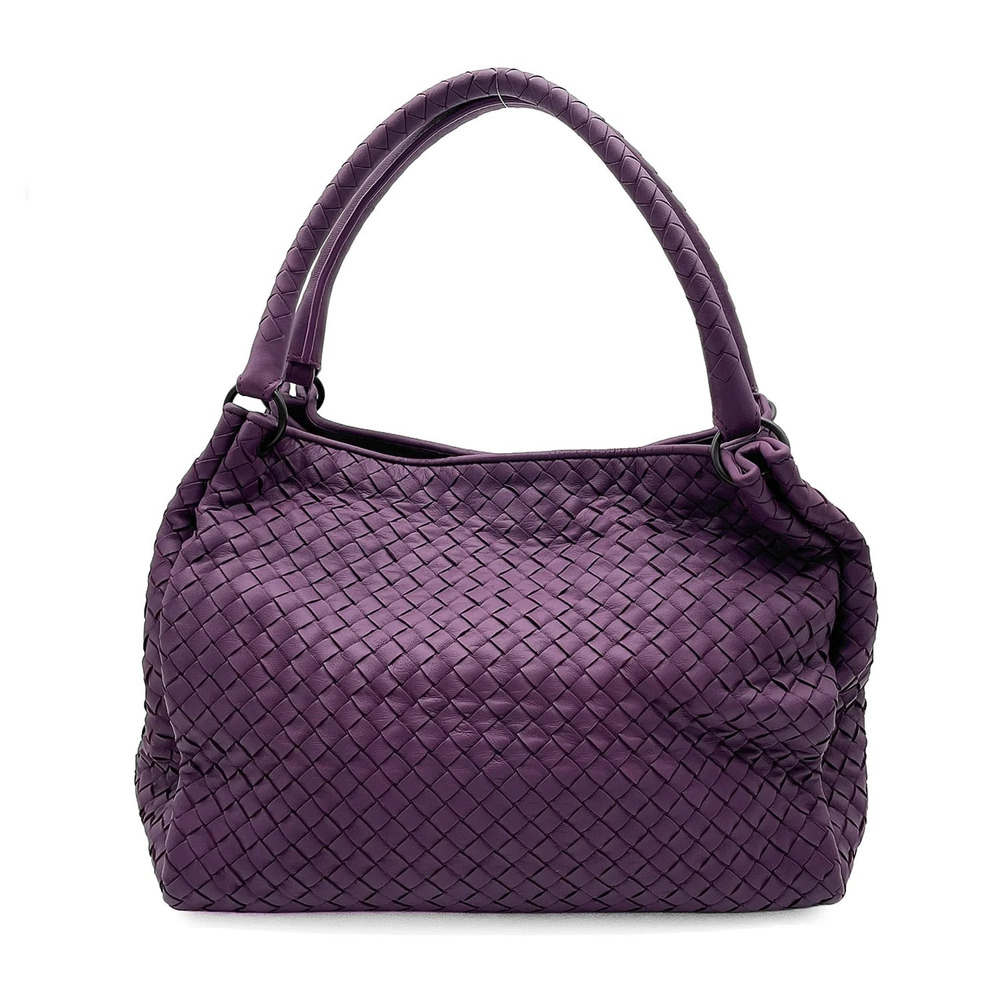 BOTTEGA VENETA Purple Lambskin Leather Intrecciato Bag